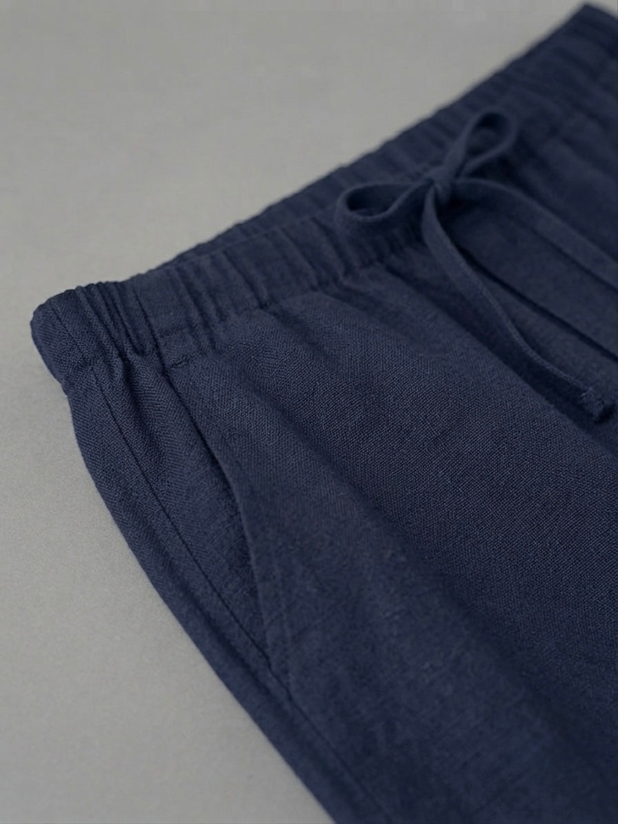 Men’s Straight Fit Linen Trousers - Grey blur