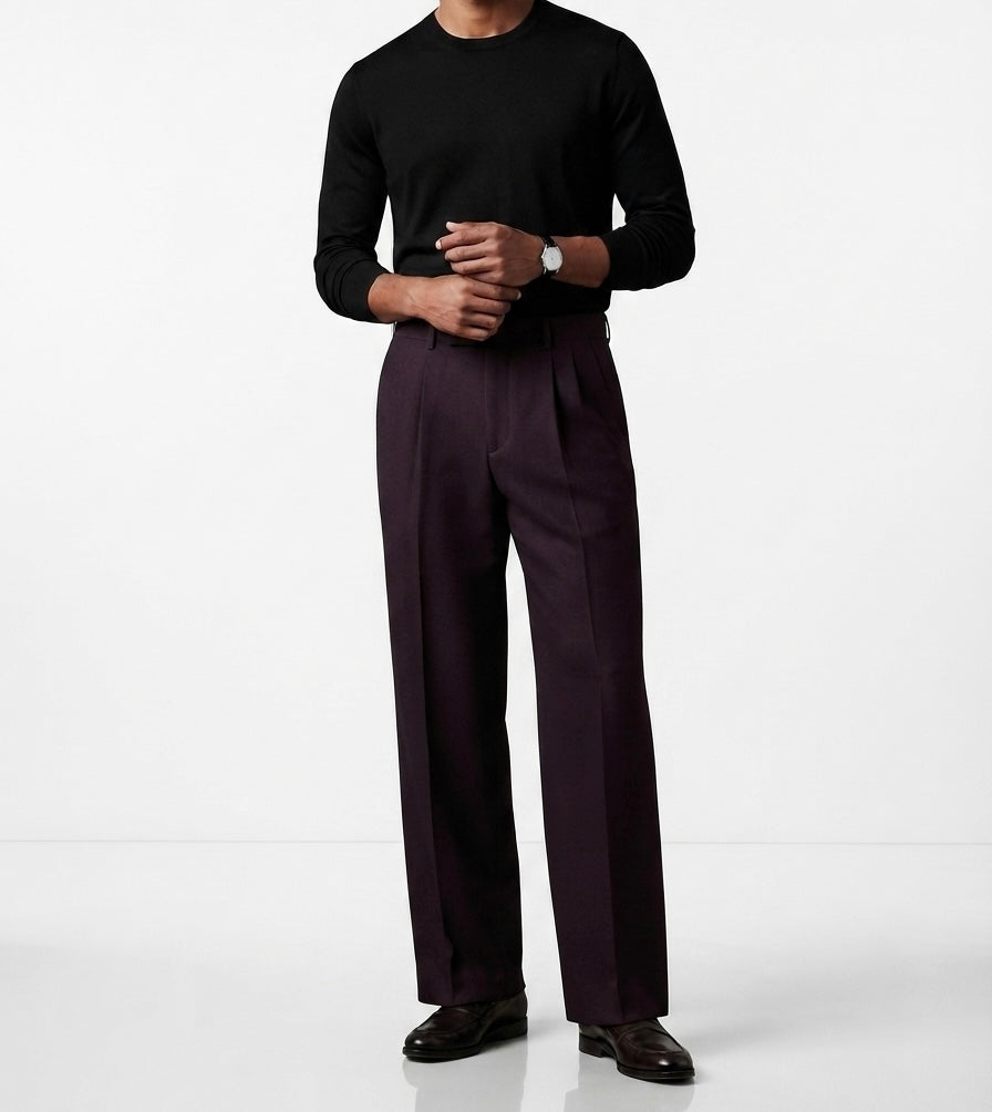 Men’s Formal Straight Fit Trousers - Maroon