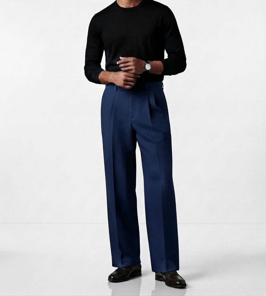 Men’s Formal Straight Fit Trousers - Navy Blue
