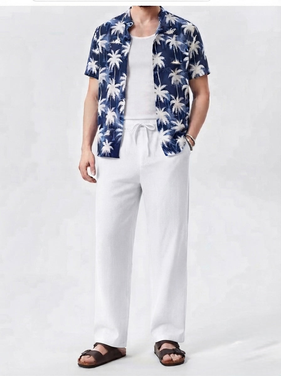Men’s Straight Fit Linen Trousers